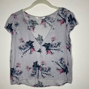 Floral Cap Sleeve Button Down Top